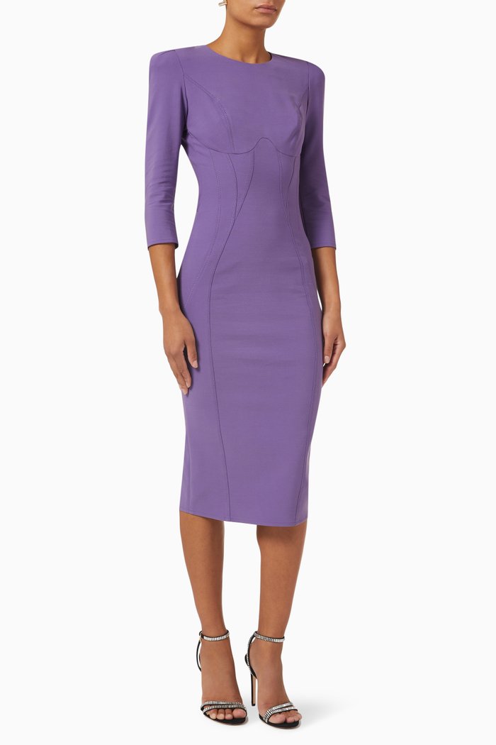

Geometric Cut-out Dress in Viscose-blend, Purple