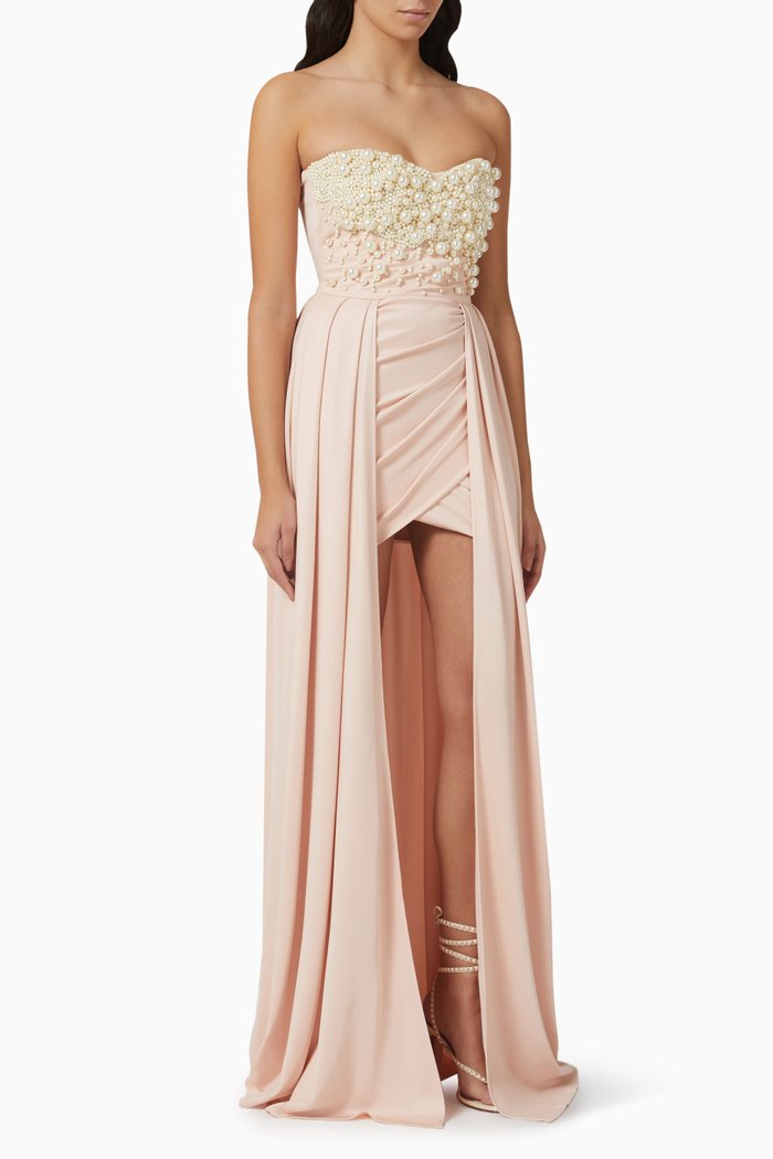 

Embellished Red Carpet Dress in Viscose, Pink
