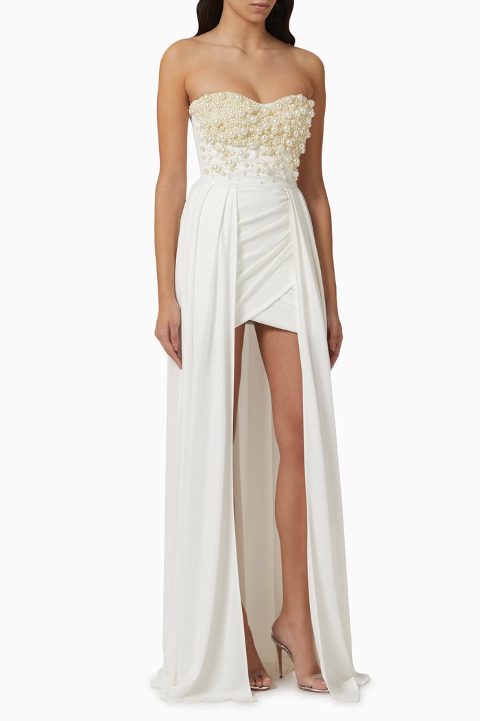 

Embellished Red Carpet Dress in Viscose, White