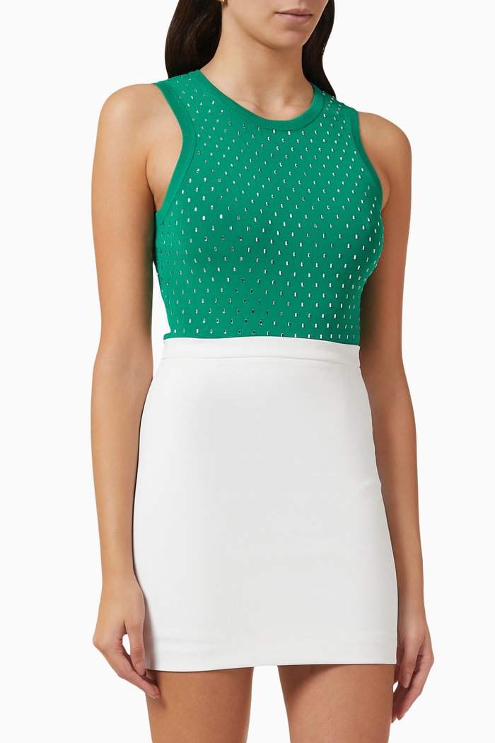 

Crystal Embellished Bodysuit in Viscose-knit, Green
