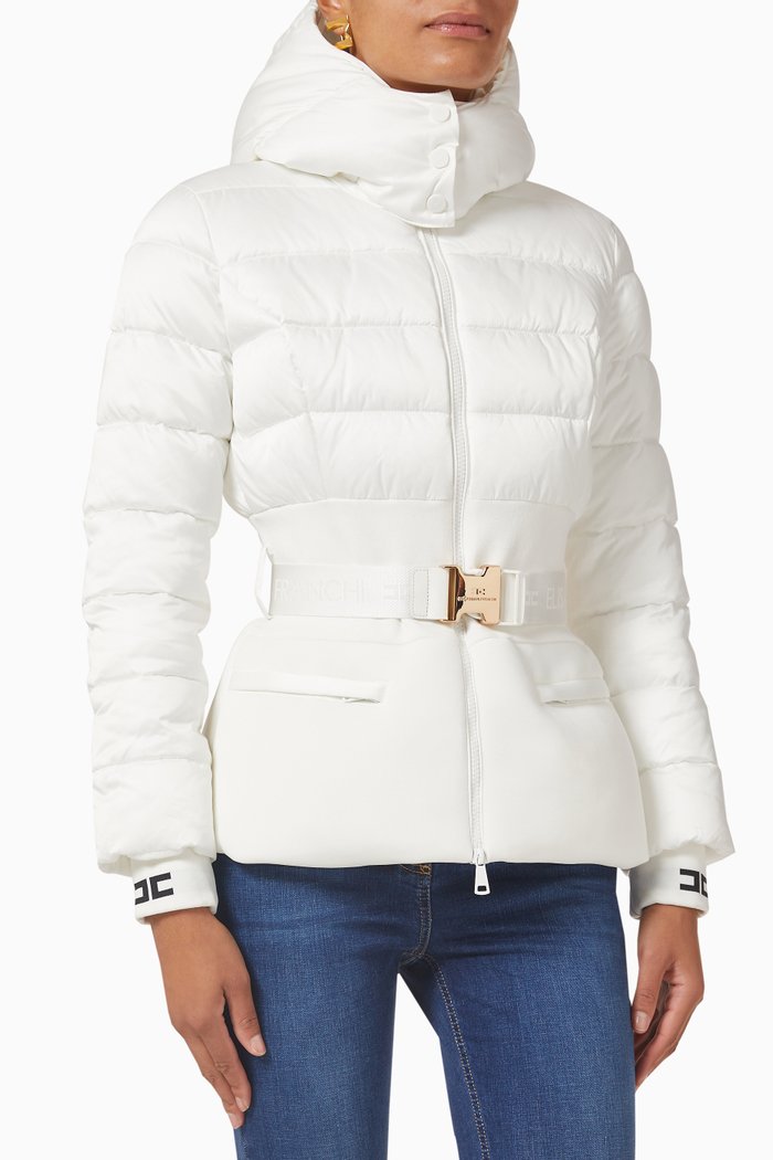 

Padded Peplum Jacket in Quilted Fabric, White