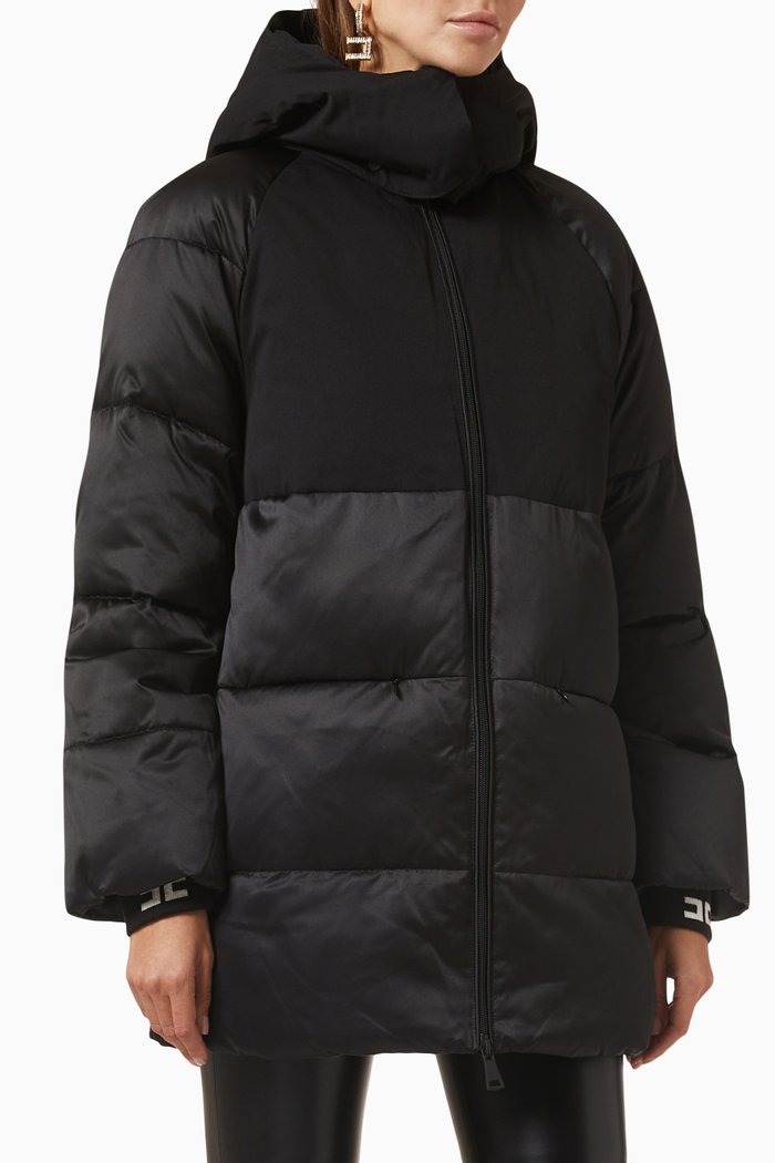 Quilted Oversized Coat, Black