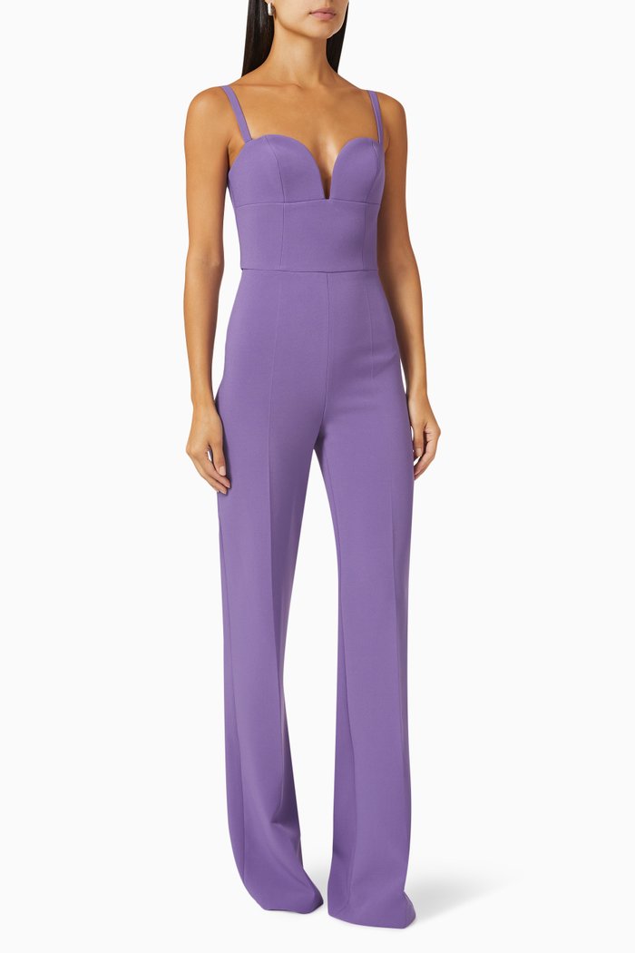 

Sweetheart Strapped Jumpsuit in Fabric, Purple