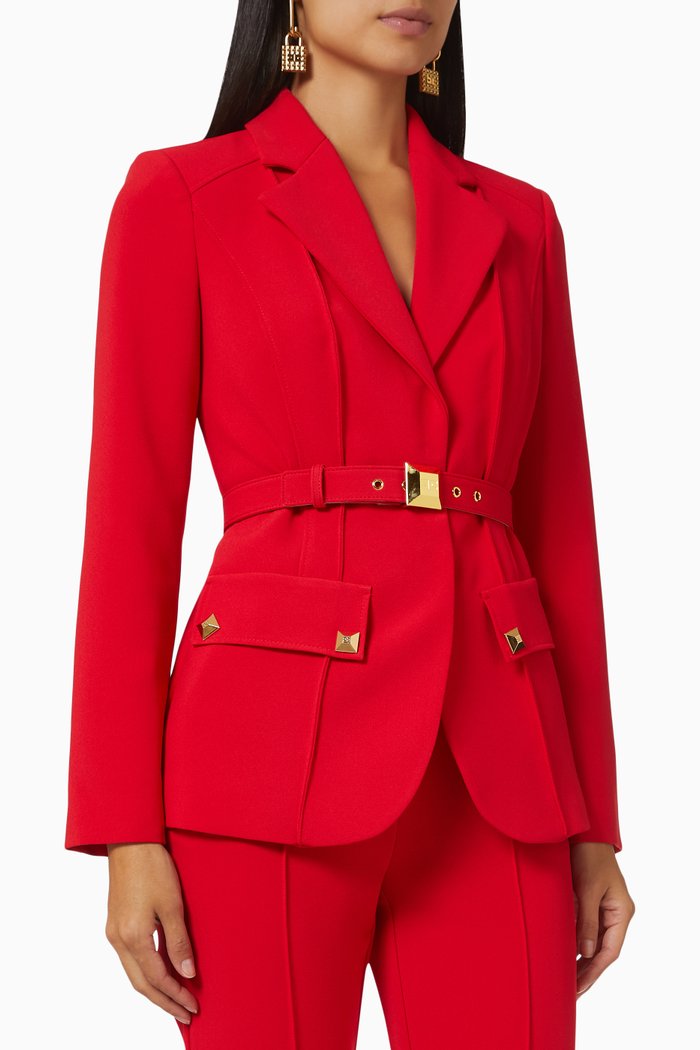 

Belted Blazer in Crepe, Red