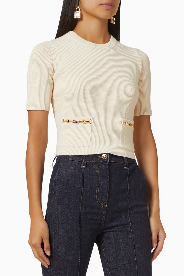 

Horsebit Top in Rib-knit Fabric, Neutral