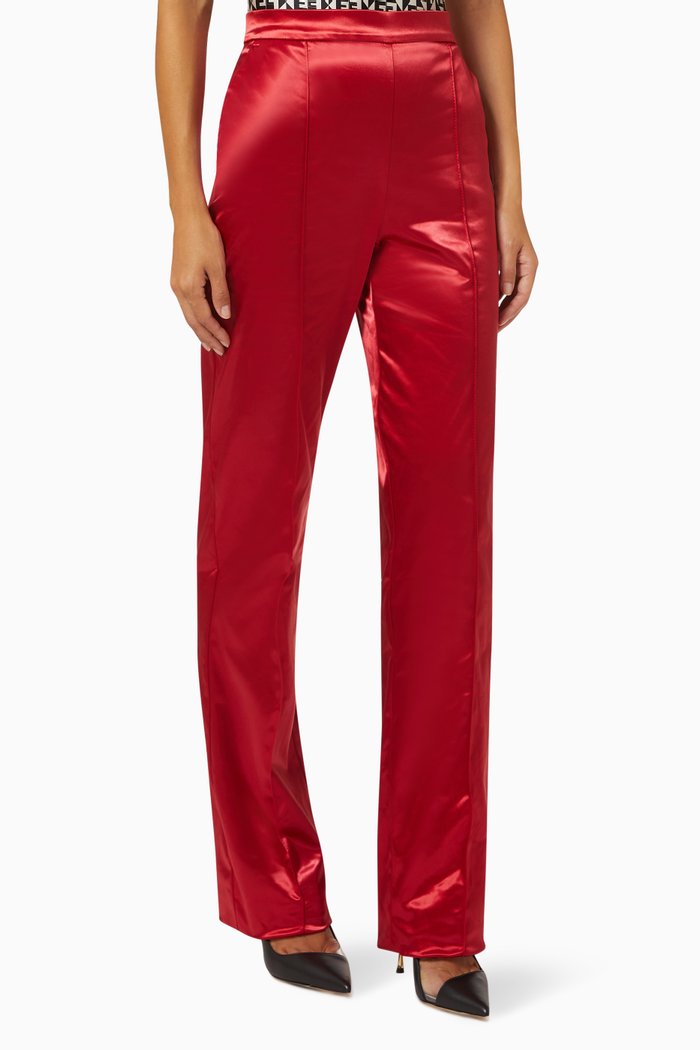 

High-waist Pants in Satin, Red