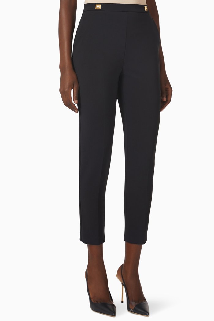 

Studded Pants in Stretch Crêpe, Black