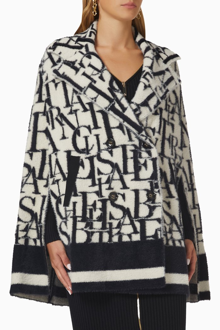 

Double Breasted Cape in Knit, Neutral