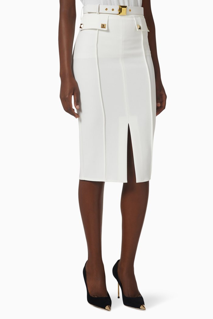 

Studded Midi Skirt in Stretch Crêpe, White