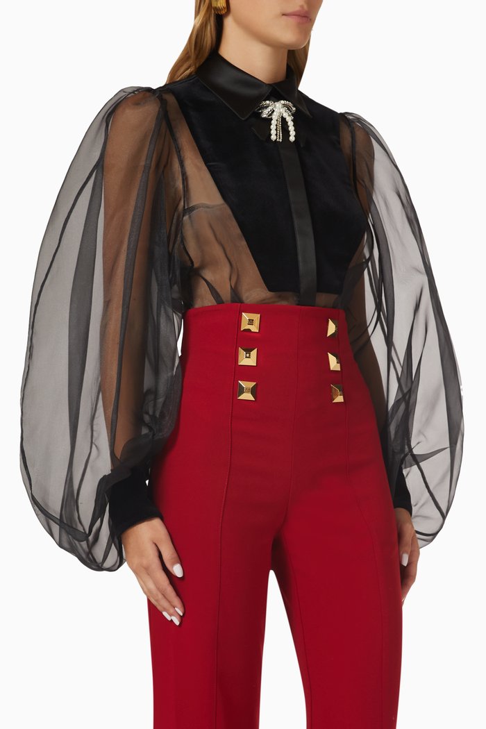 

Bodysuit Blouse in Organza, Black