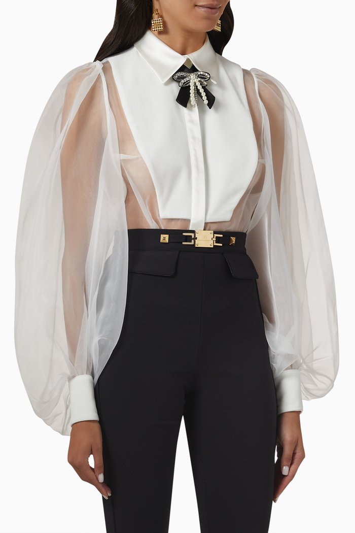 

Bodysuit Blouse in Organza, White