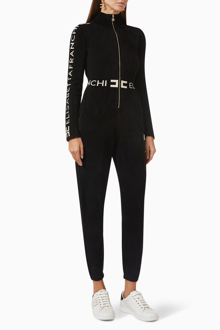 

Logo Jumpsuit in Wool-blend, Black