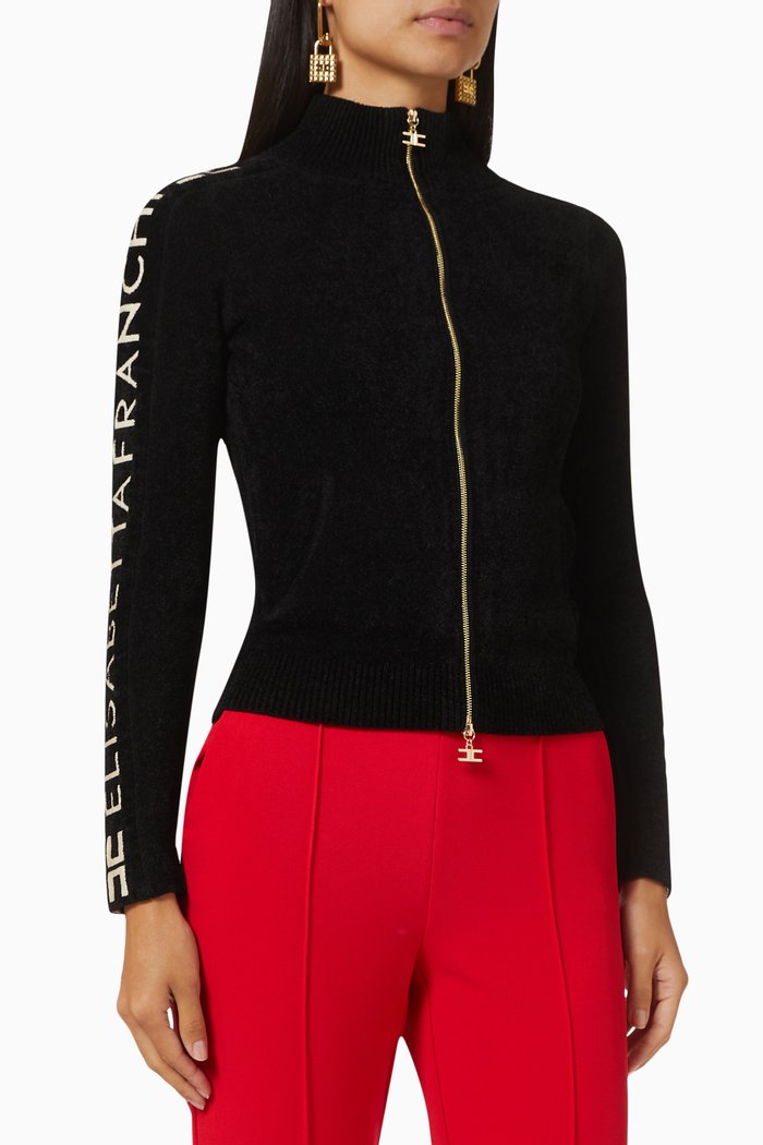 

Logo Zip Sweatshirt in Wool-blend, Black