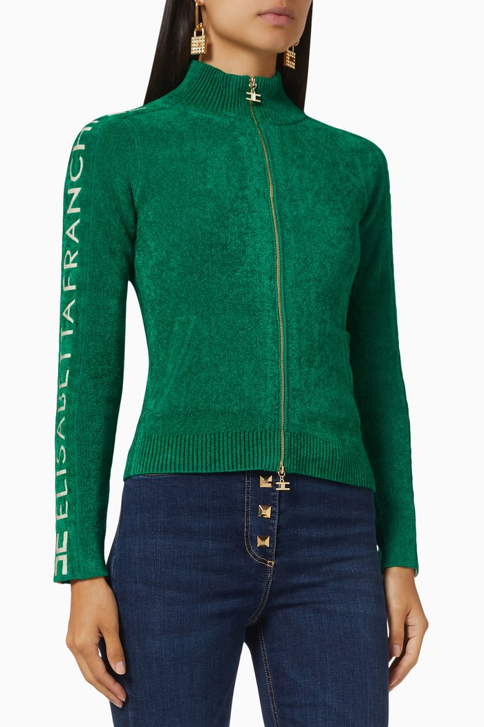 

Logo Zip Sweatshirt in Wool-blend, Green
