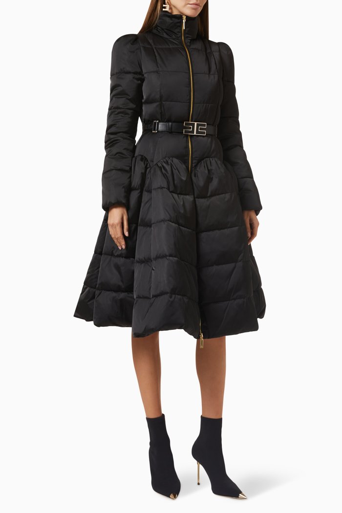 

Circle Quilted Coat, Black