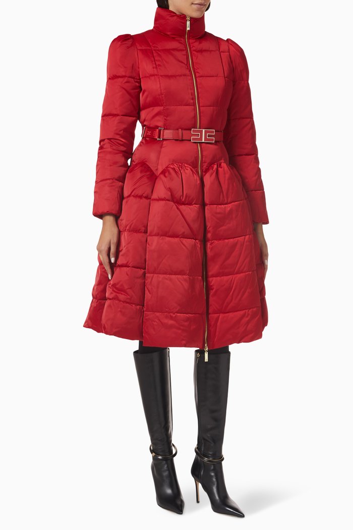 

Circle Quilted Coat, Red
