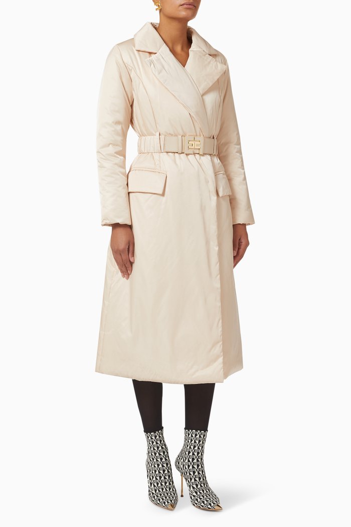

Padded Logo Coat in Quilted Fabric, Neutral