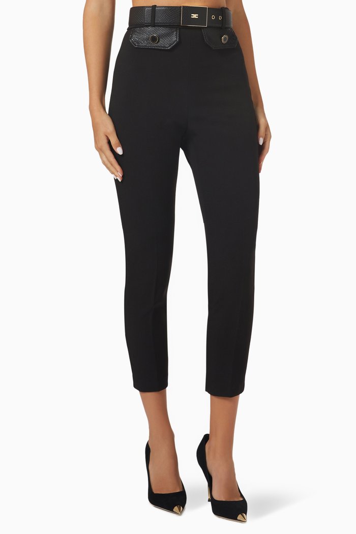 Slim-fit Pants in Stretch Crepe, Black