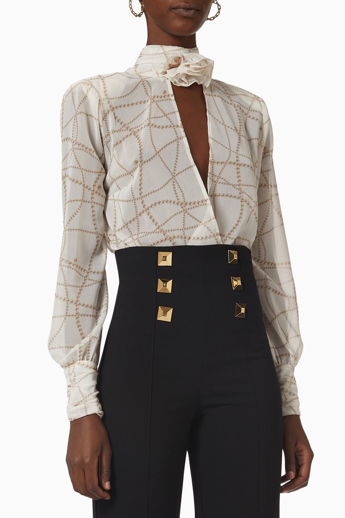 

Pearl Print Bodysuit in Georgette, Neutral
