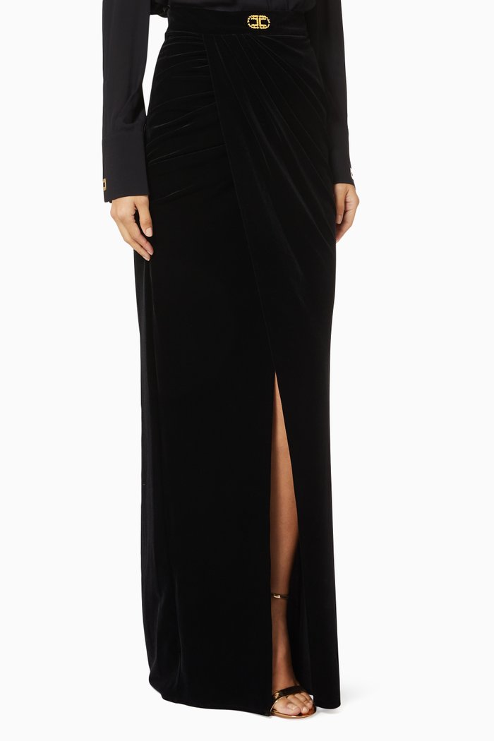 

Tulip Maxi Skirt in Velour, Black