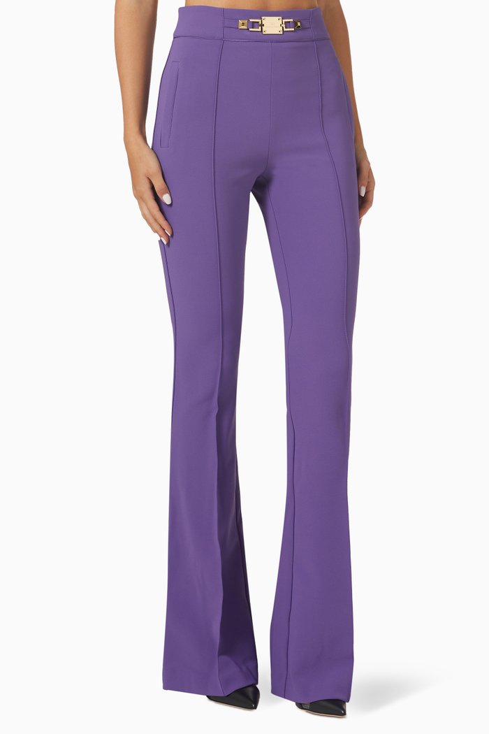 

Bell Bottom Pants in Stretch Crepe, Purple