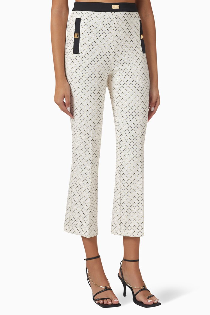 

Stud-print Pants in Stretch Crepe, Neutral
