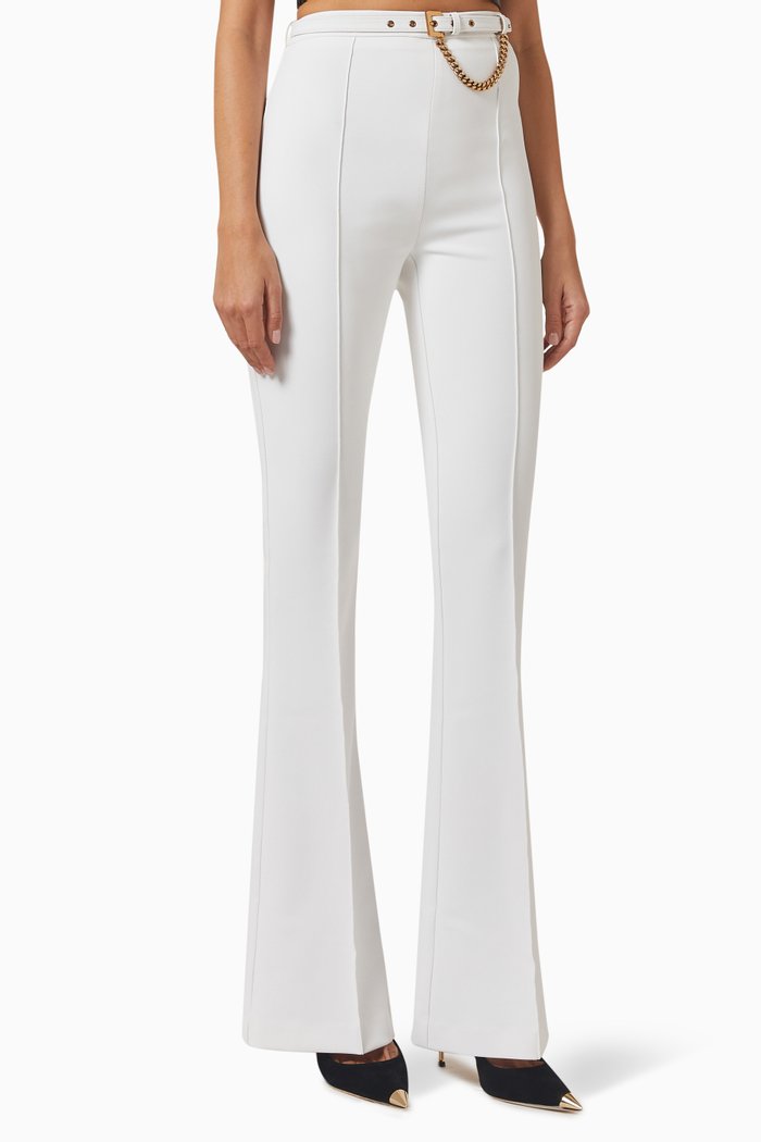 

Bell-bottom Pants in Stretch Crepe, White