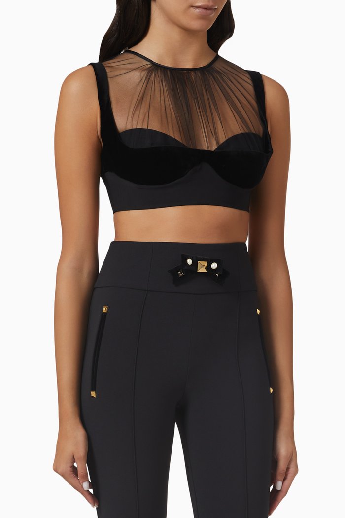 

Bustier Crop Top in Tulle, Black