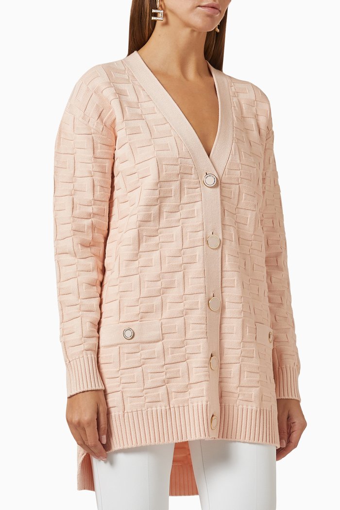 

Logo Long Sleeve Cardigan in Viscose-knit, Pink
