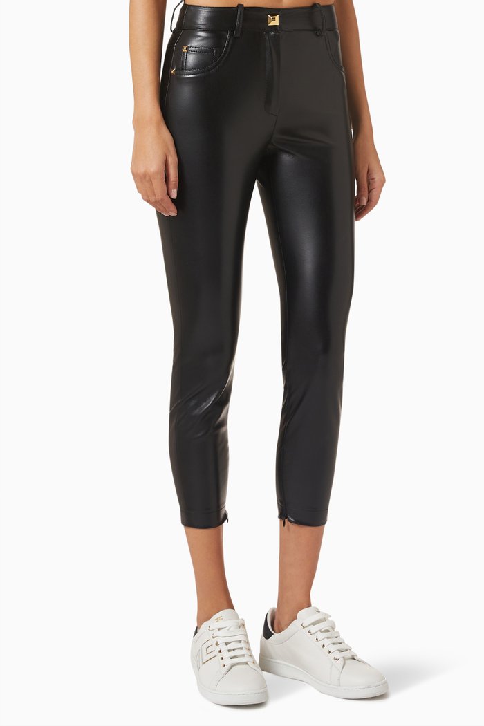 

Skinny-fit Pants in Faux Leather, Black