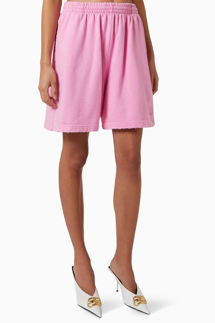

BB Embroidered Logo Sweat Shorts in Cotton Fleece, Pink
