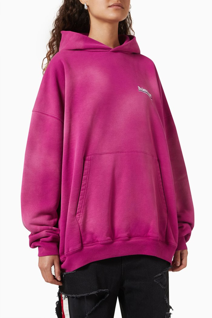 

Political Campaign Logo Large Hoodie in Cotton Fleece, Purple