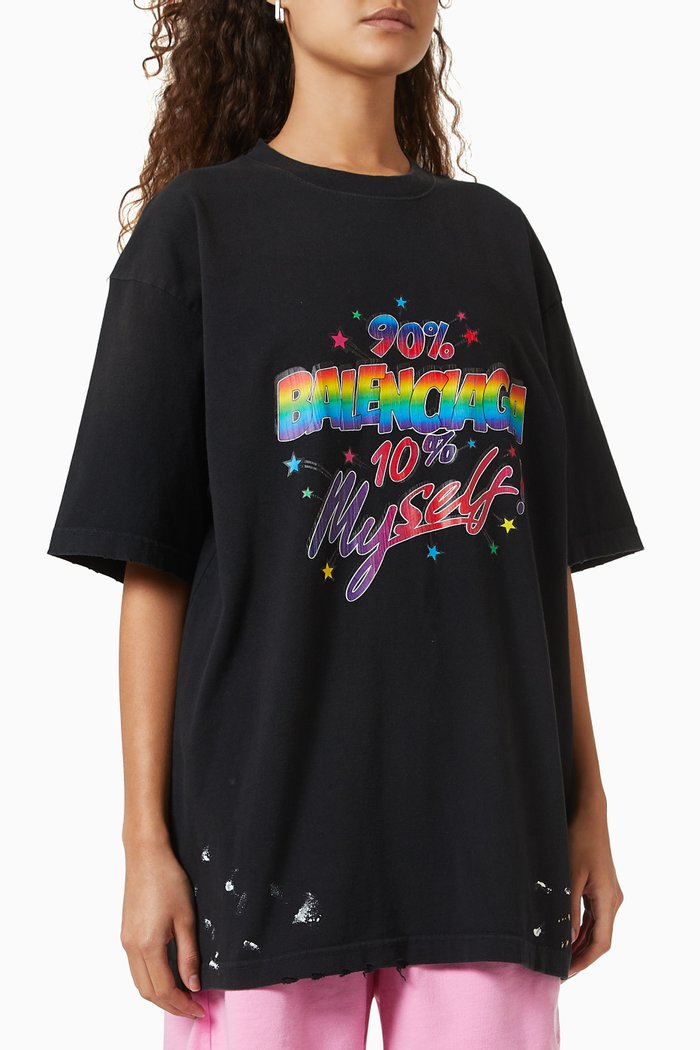 

90/10 Logo Large Fit T-shirt in Organic Vintage Jersey, Black
