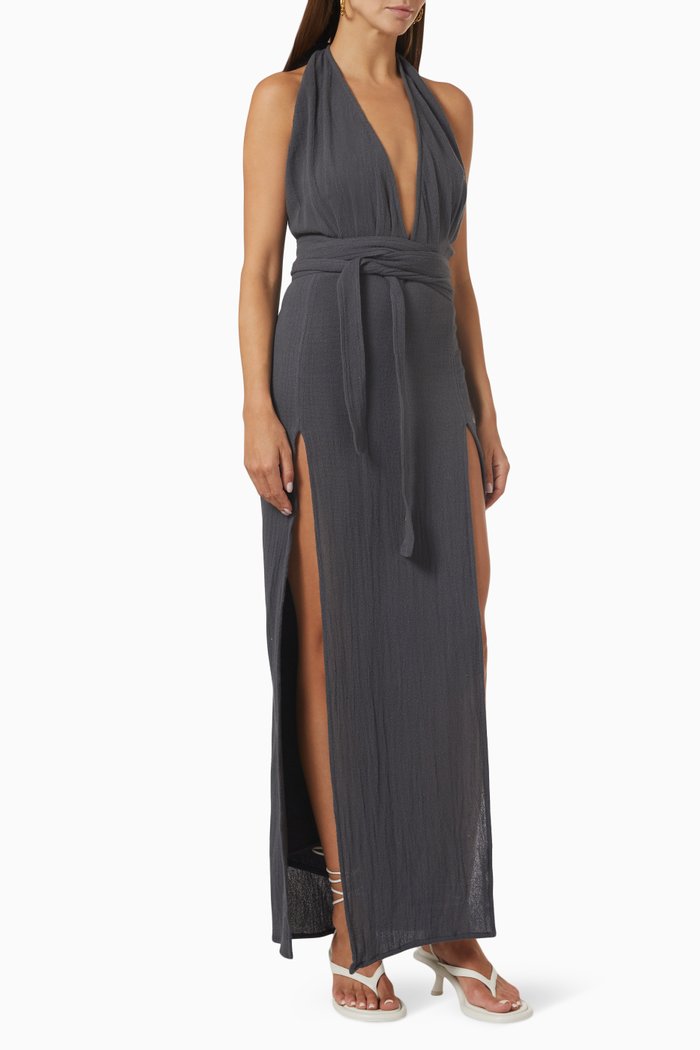 Tacoh Dress in Cotton, Blue