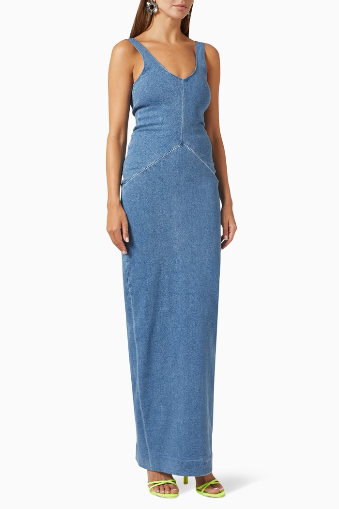 

Tank Maxi Dress in Denim, Blue