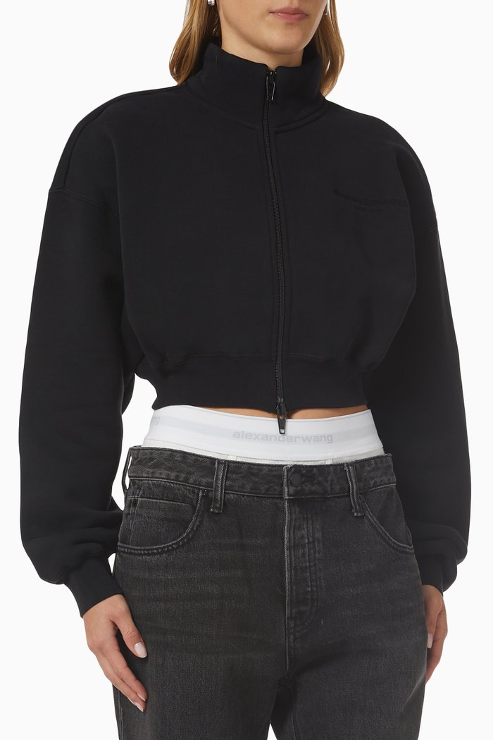 

Logo Zip-up Sweatshirt in Cotton Terry, Black