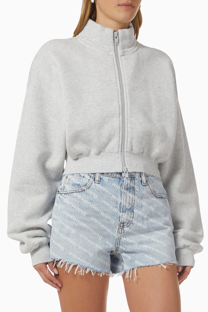

Logo Zip-up Sweatshirt in Cotton Terry, Grey