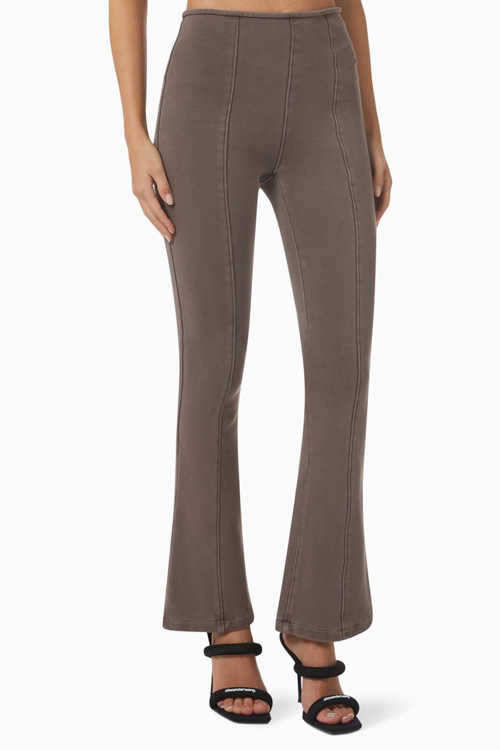 

Slim Flare Pants in Stretch Terry, Brown