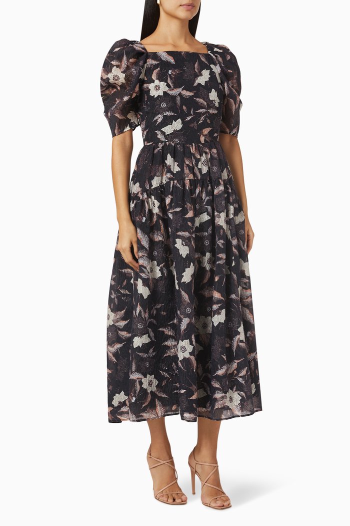 

Talia Dress in Silk Blend Cloque, Black