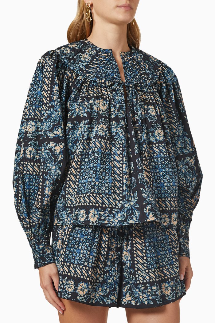 

Satima Blouse in Cotton, Blue