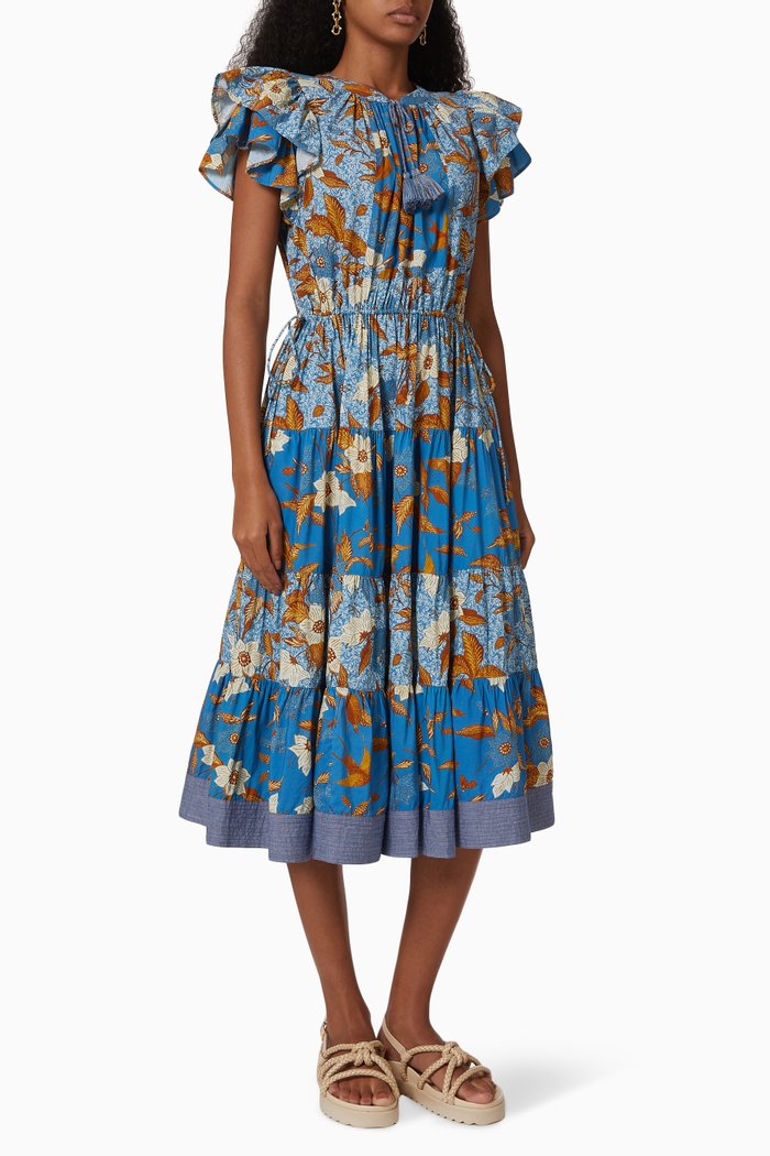 Ramona Dress in Cotton Blend, Blue