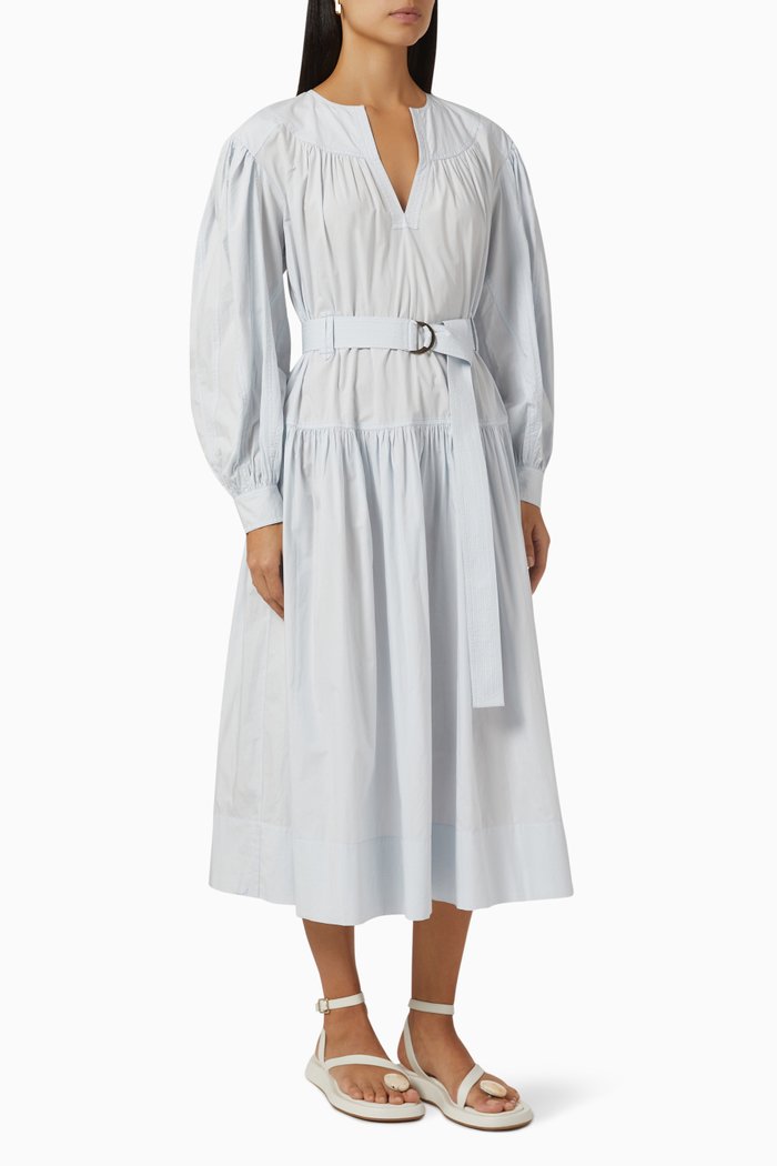 Joyce Dress in Cotton Poplin, Blue