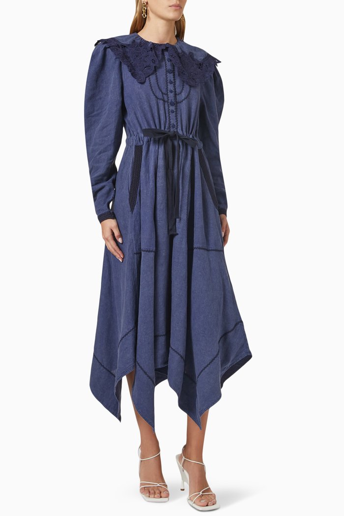 

Fiona Dress in Linen, Blue