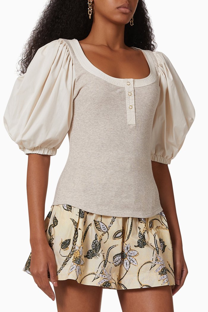 

Janette Top in Cotton Rib-knit, Neutral