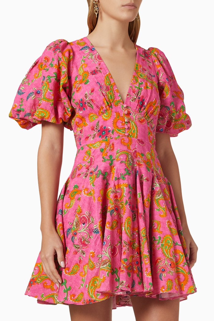

Bela Mini Dress in Linen, Pink
