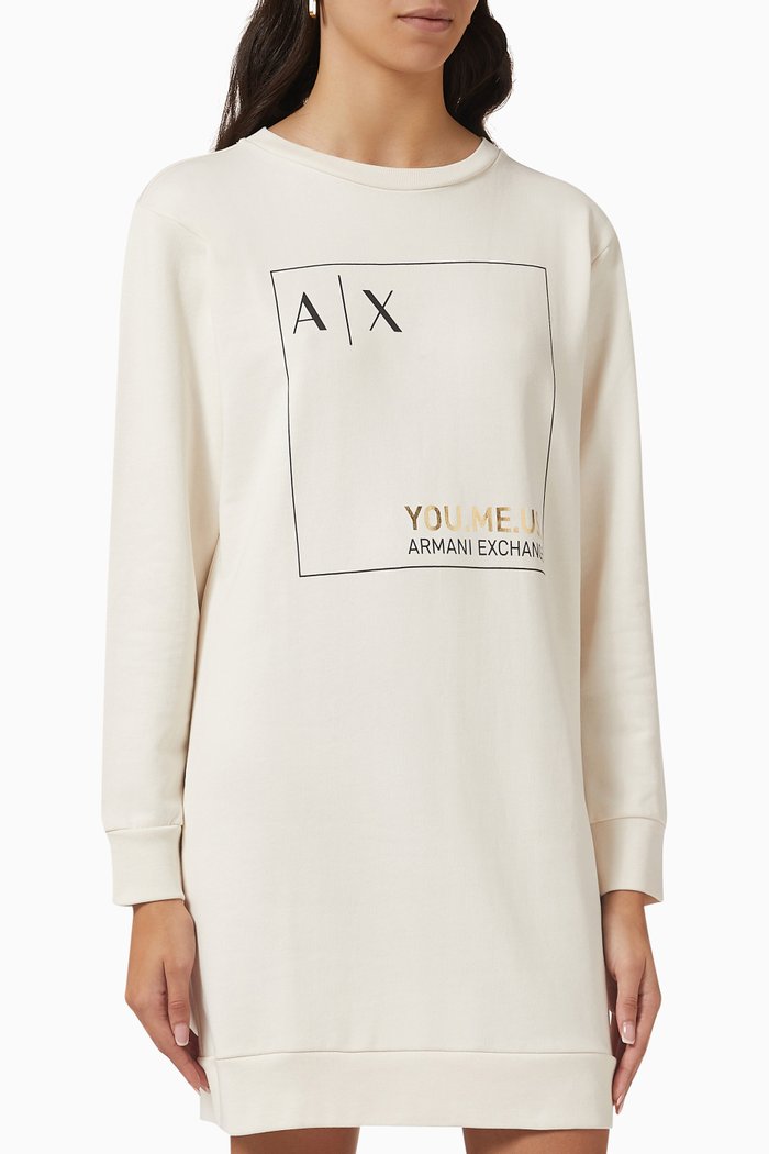 

Logo Dress in Jersey, White