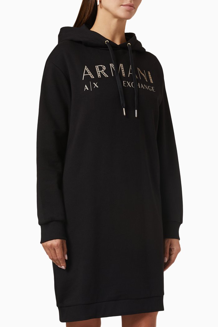 

Logo Hooded Dress, Black