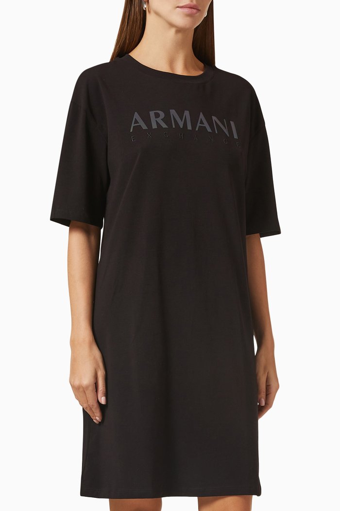 

Logo-print T-shirt Mini Dress in Cotton-jersey, Black