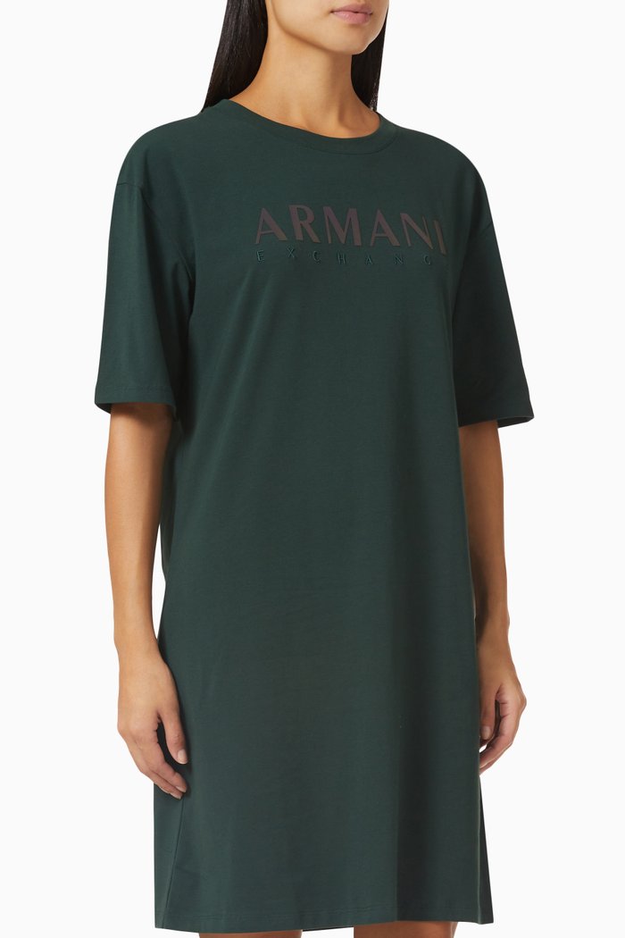 

Logo-print T-shirt Mini Dress in Cotton-jersey, Green