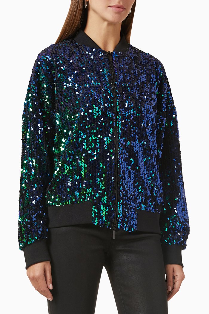 

Sequin-embellished Bomber Jacket, Multicolour